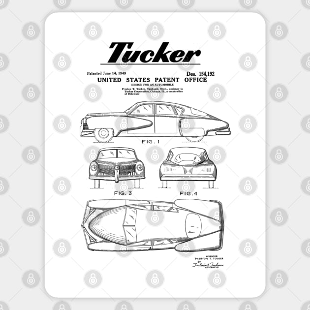 Tucker Automobile Patent Black Sticker by Luve